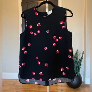Kate Spade Black Top with Red Floral Pattern